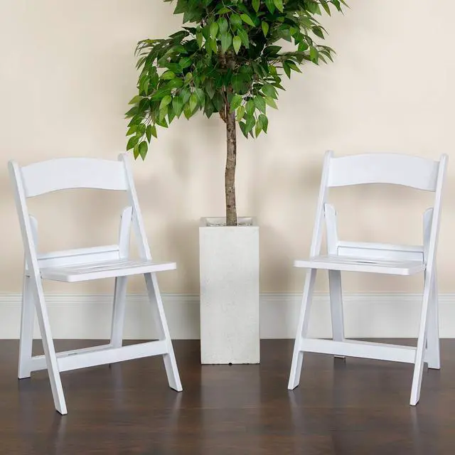 Alt view image 10 of 14 - 4 Pk. HERCULES Series 1000 lb. Capacity White Resin Folding Chair with Slatted Seat