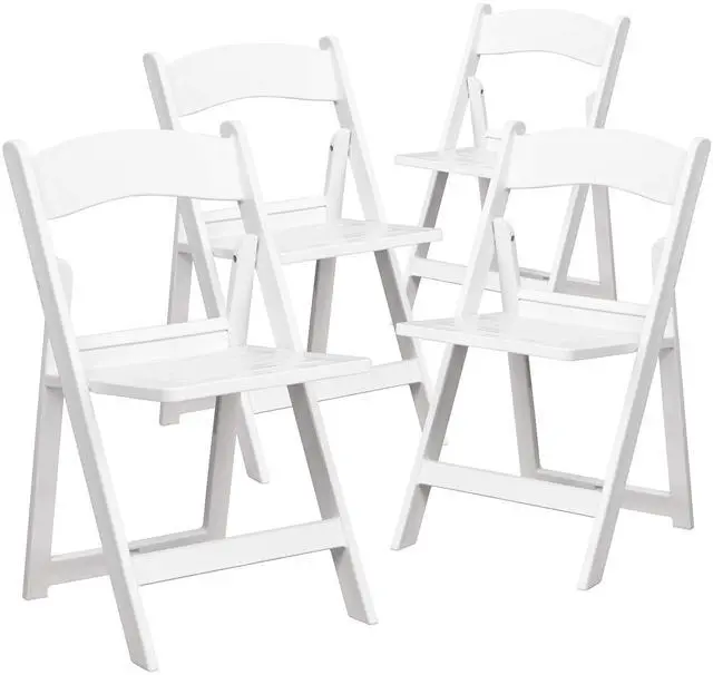 Alt view image 11 of 14 - 4 Pk. HERCULES Series 1000 lb. Capacity White Resin Folding Chair with Slatted Seat