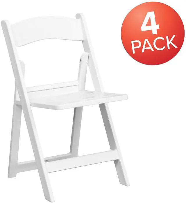 Alt view image 12 of 14 - 4 Pk. HERCULES Series 1000 lb. Capacity White Resin Folding Chair with Slatted Seat