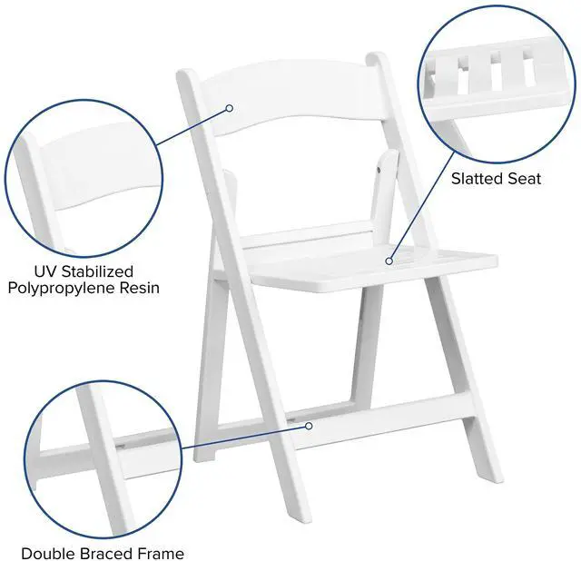 Alt view image 13 of 14 - 4 Pk. HERCULES Series 1000 lb. Capacity White Resin Folding Chair with Slatted Seat
