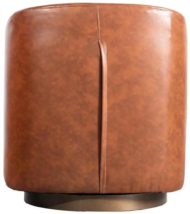 Alt view image 6 of 7 - Flash Furniture Dean Upholstered Barrel Chair, Commercial 360° Swivel Club Style Chair, Sloped Armrests, Brushed Metallic Vinyl Wrapped Metal Base, Brown LeatherSoft