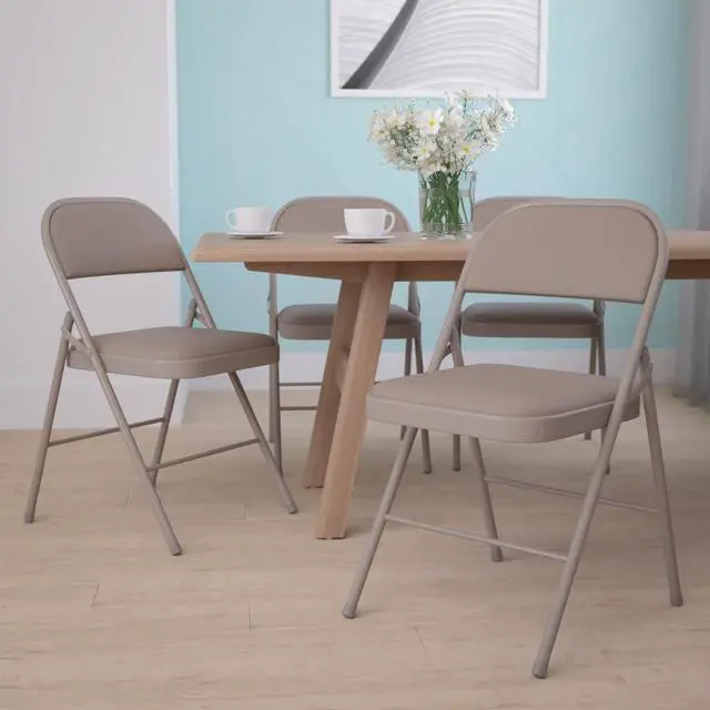 Main image of Flash Furniture 4 Pack HERCULES Series Double Braced Gray Vinyl Folding Chair