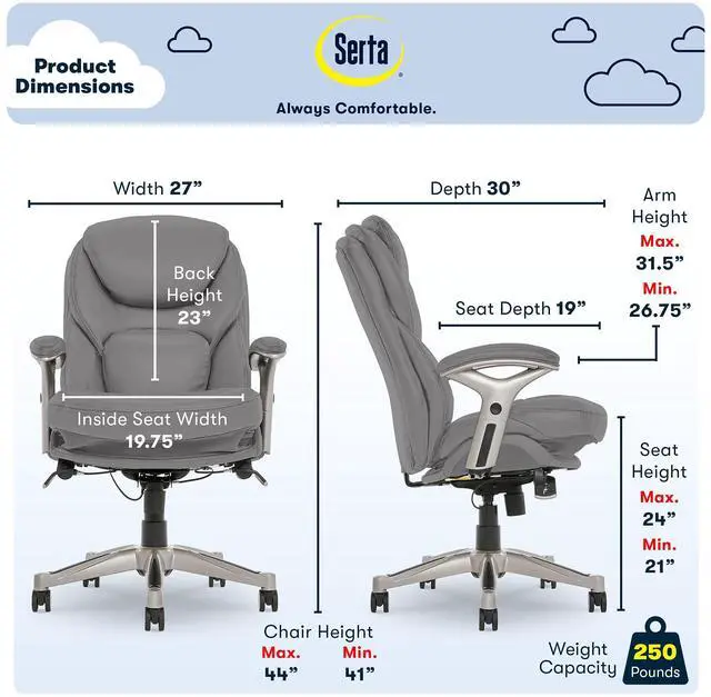 Alt view image 5 of 7 - Serta Works Executive Office Chair with Back in Motion Technology, Opportunity Gray Bonded Leather