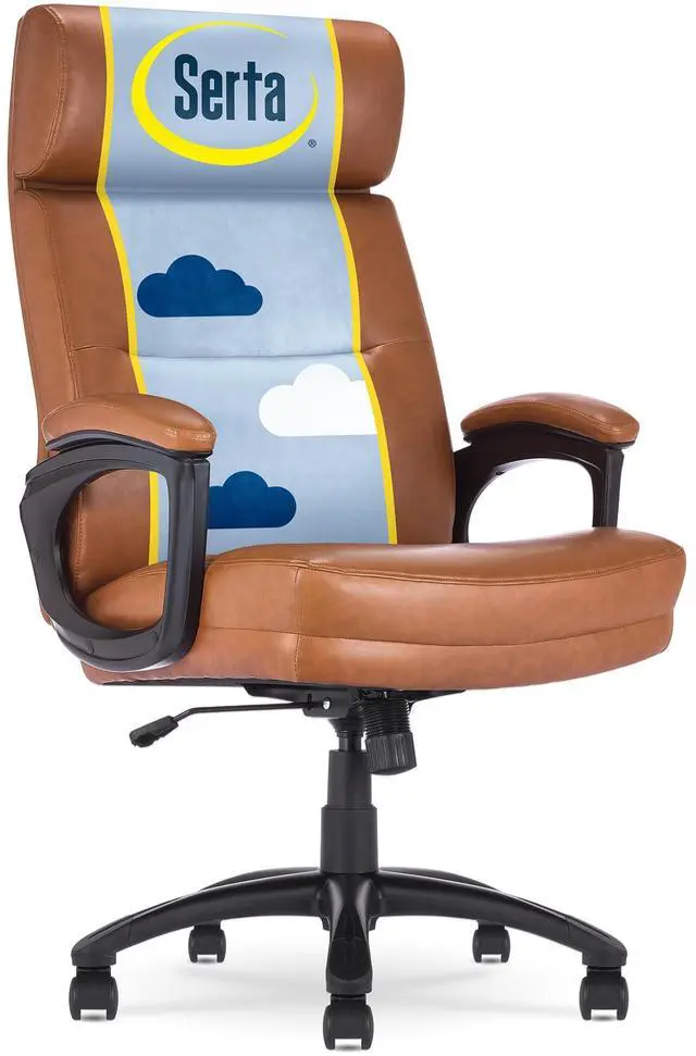 Alt view image 2 of 7 - Serta Comfort Executive Big & Tall Office Chair, Ergonomic High-Back Computer DeskChair, Semi Plush Cushion Seat, Soft Padded Armrests, SertaQuality Foam, Metal Swivel Base, Bonded Leather, Black