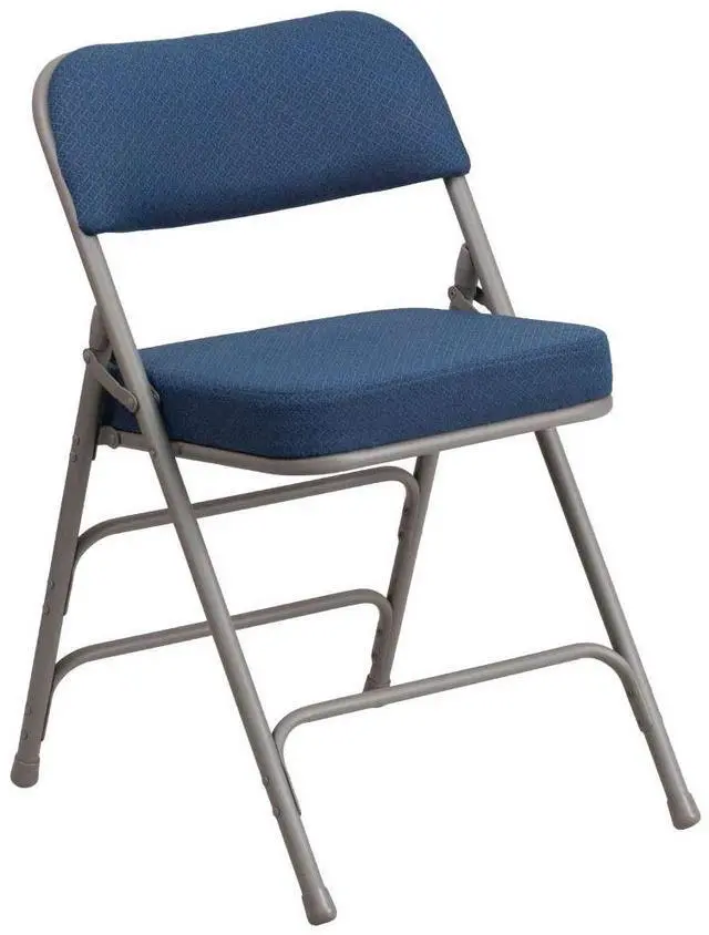 Alt view image 19 of 20 - Flash Furniture HERCULES Series Premium Curved Triple Braced Double Hinged Navy Fabric Metal Folding Chair - 2 Pack