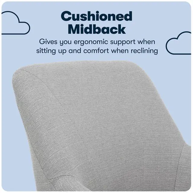 Alt view image 7 of 7 - Serta Leighton Home Office Memory Foam, Height-Adjustable Desk Accent Chair with Chrome-Finished Stainless-Steel Base, Light Gray