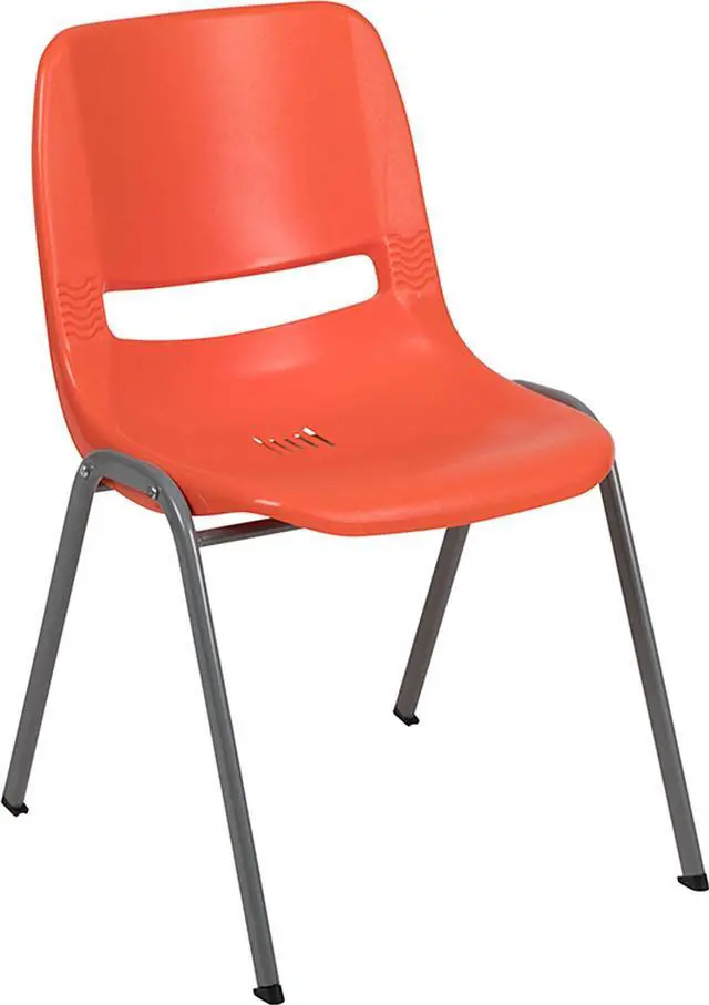Alt view image 9 of 14 - FLASH FURNITURE 5-RUT-EO1-OR-GG Orange Shell Stack Chair, PK5