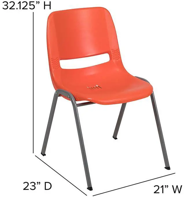 Alt view image 12 of 14 - FLASH FURNITURE 5-RUT-EO1-OR-GG Orange Shell Stack Chair, PK5