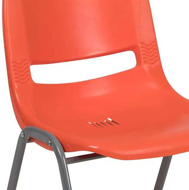 Alt view image 13 of 14 - FLASH FURNITURE 5-RUT-EO1-OR-GG Orange Shell Stack Chair, PK5