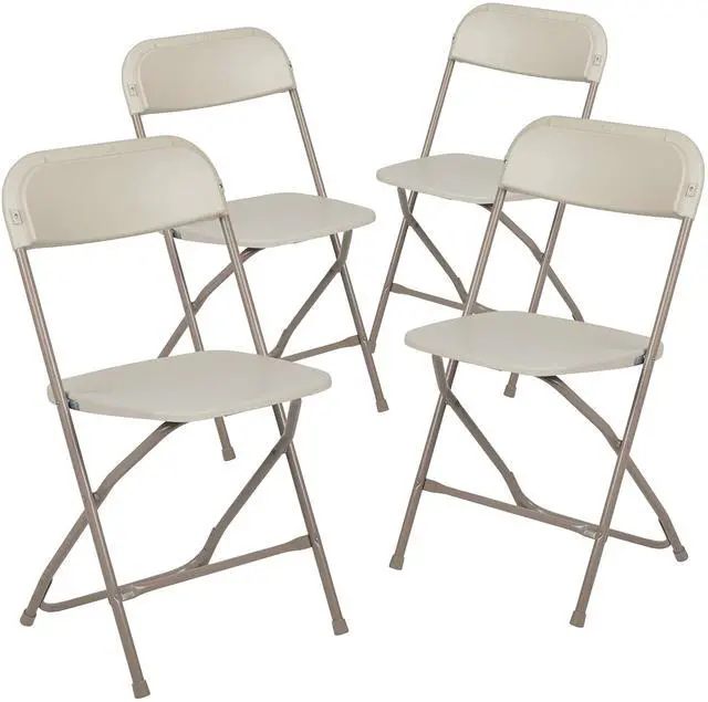 Alt view image 10 of 14 - Flash Furniture Plastic Folding Chair Beige Set of 4 (4LEL3BEIGE)