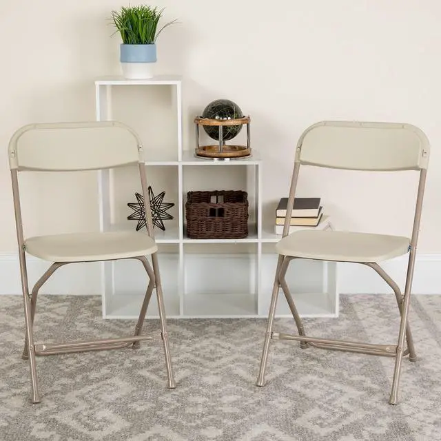 Alt view image 9 of 14 - Flash Furniture Plastic Folding Chair Beige Set of 4 (4LEL3BEIGE)