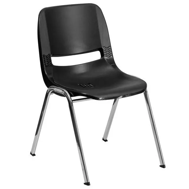 Alt view image 3 of 7 - Black Fabric Ergonomic Office Chair | Chrome Frame, Ergonomic, Shell Seat, 440 LBS. Weight Capacity