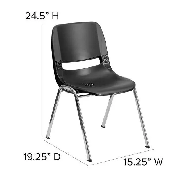 Alt view image 2 of 7 - Black Fabric Ergonomic Office Chair | Chrome Frame, Ergonomic, Shell Seat, 440 LBS. Weight Capacity
