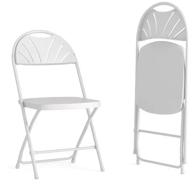Alt view image 5 of 11 - Flash Furniture 2 Pack HERCULES Series 650 lb. Capacity White Plastic Fan Back Folding Chair
