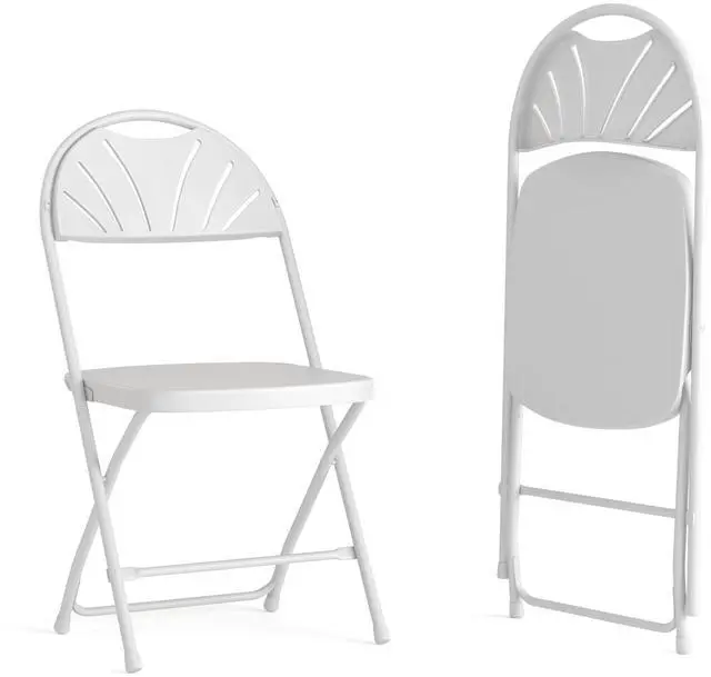 Alt view image 6 of 11 - Flash Furniture 2 Pack HERCULES Series 650 lb. Capacity White Plastic Fan Back Folding Chair