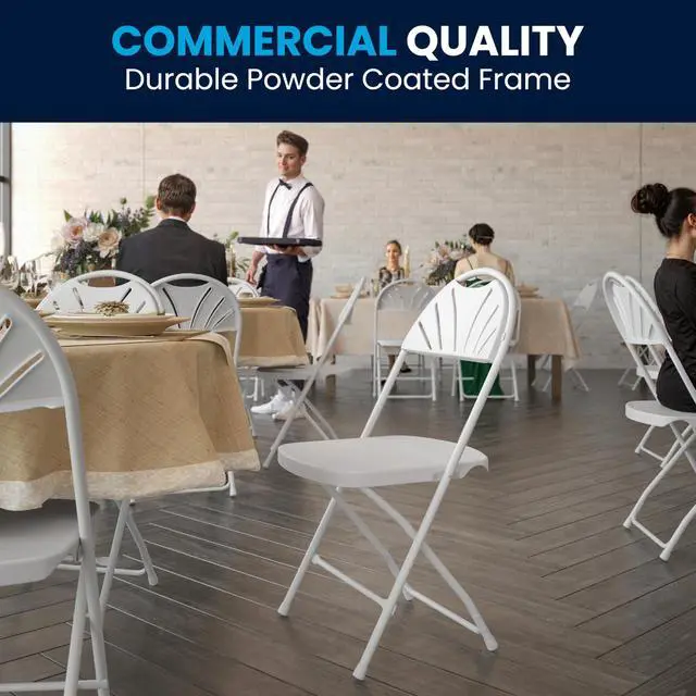 Alt view image 11 of 11 - Flash Furniture 2 Pack HERCULES Series 650 lb. Capacity White Plastic Fan Back Folding Chair