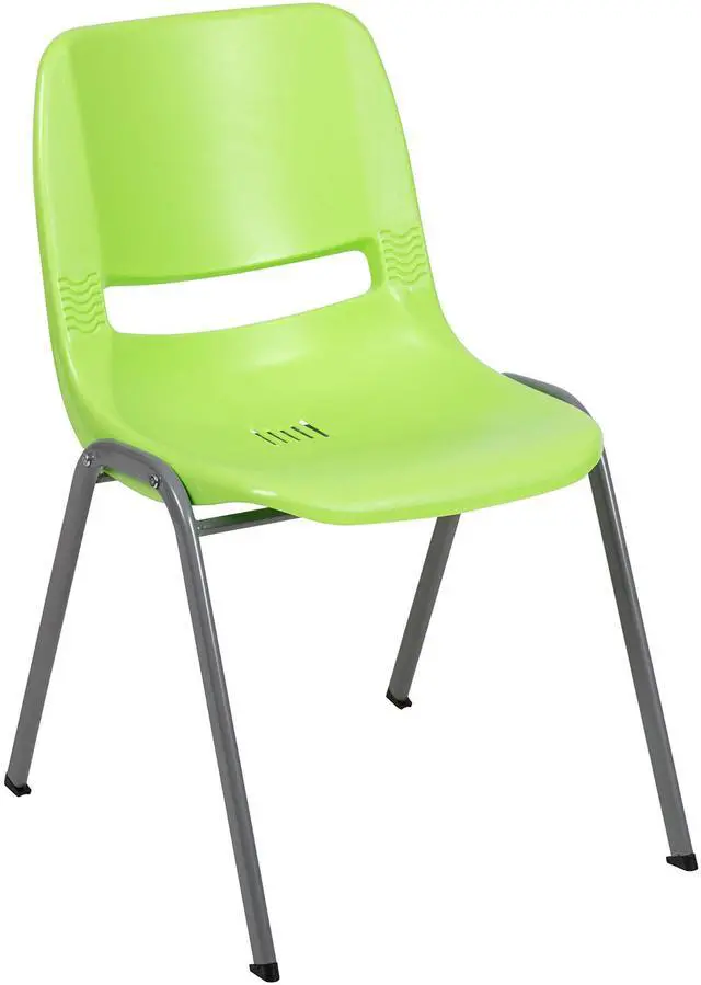 Alt view image 9 of 11 - Flash Furniture HERCULES Series Plastic Shell Stack Chair Green 5 Pack (5RUTEO1GN)
