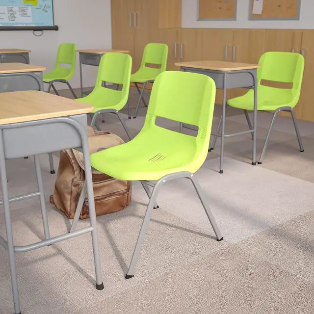 Alt view image 10 of 11 - Flash Furniture HERCULES Series Plastic Shell Stack Chair Green 5 Pack (5RUTEO1GN)