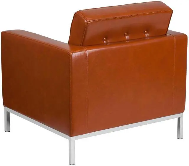 Alt view image 19 of 20 - HERCULES Lacey Series Contemporary Cognac LeatherSoft Chair with Stainless Steel Frame