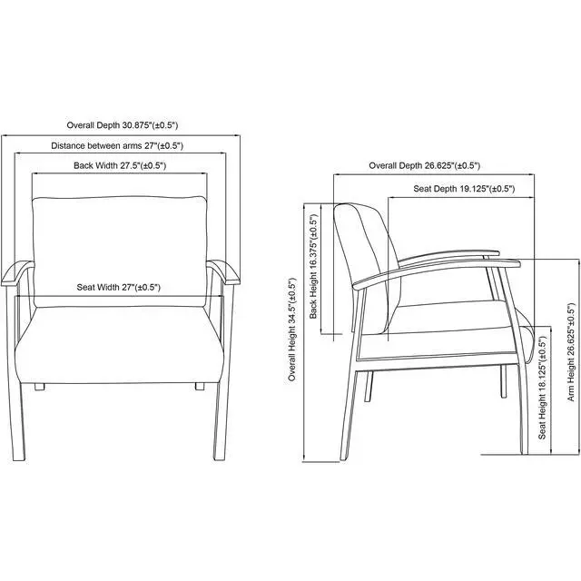 Alt view image 2 of 2 - Big & Tall Black Leather Guest Chair