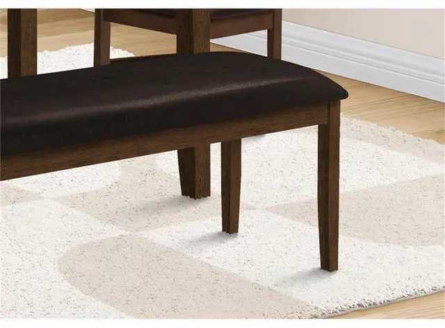Alt view image 4 of 6 - Monarch Specialties 1373 Bench, 48" Rectangular, Dining Room, Entryway, Hallway, Kitchen, Upholstered Bench-48 L/Brown/Dark Pu Seat, 47.5" L x 16" W x 20.25" H