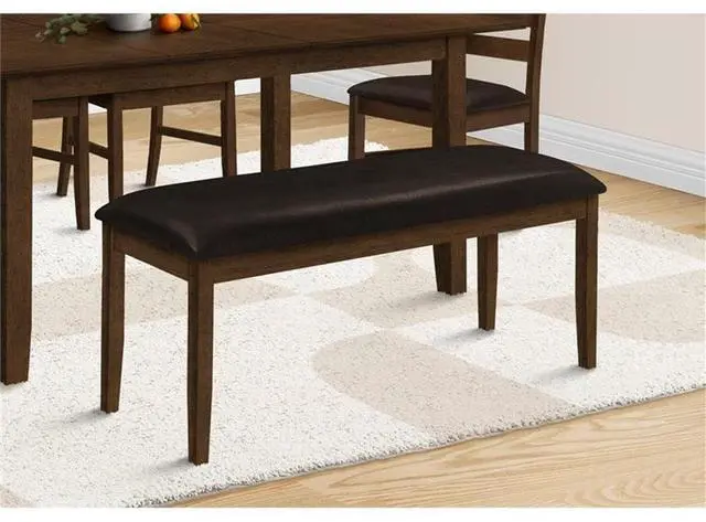 Alt view image 3 of 6 - Monarch Specialties 1373 Bench, 48" Rectangular, Dining Room, Entryway, Hallway, Kitchen, Upholstered Bench-48 L/Brown/Dark Pu Seat, 47.5" L x 16" W x 20.25" H
