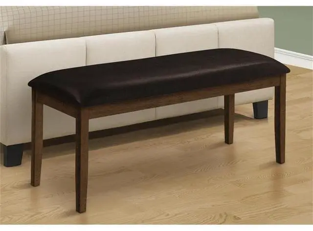 Alt view image 5 of 6 - Monarch Specialties 1373 Bench, 48" Rectangular, Dining Room, Entryway, Hallway, Kitchen, Upholstered Bench-48 L/Brown/Dark Pu Seat, 47.5" L x 16" W x 20.25" H