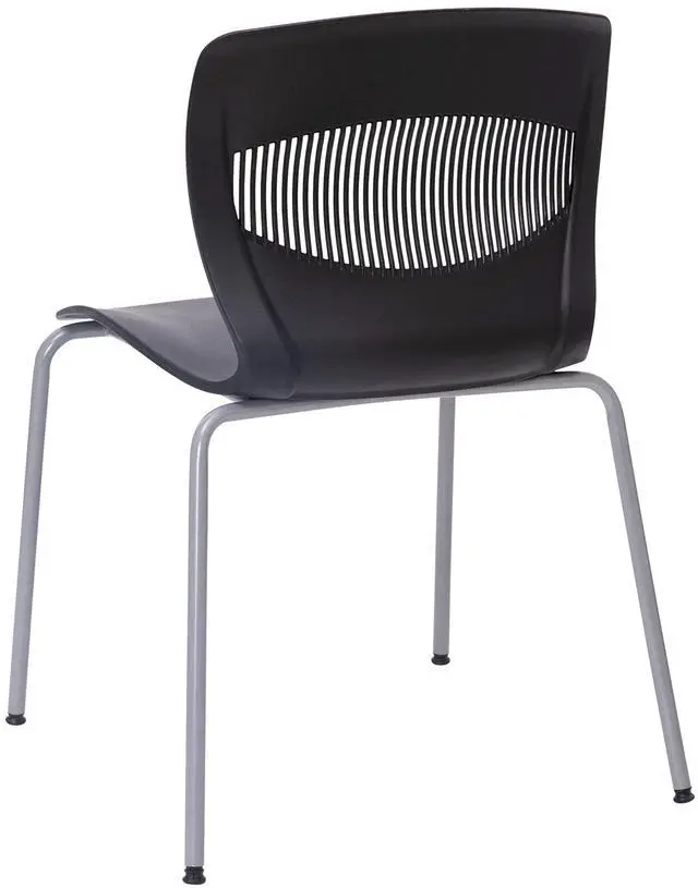 Alt view image 14 of 14 - Flash Furniture HERCULES Series Plastic Stack Chair with Lumbar Support Black 5 Pack (5RUTNC618BK)