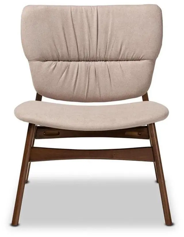Alt view image 11 of 14 - Baxton Studio Benito Mid-Century Modern Transitional Beige Fabric Upholstered and Walnut Brown Finished Wood Accent Chair