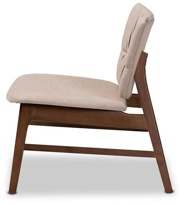 Alt view image 12 of 14 - Baxton Studio Benito Mid-Century Modern Transitional Beige Fabric Upholstered and Walnut Brown Finished Wood Accent Chair