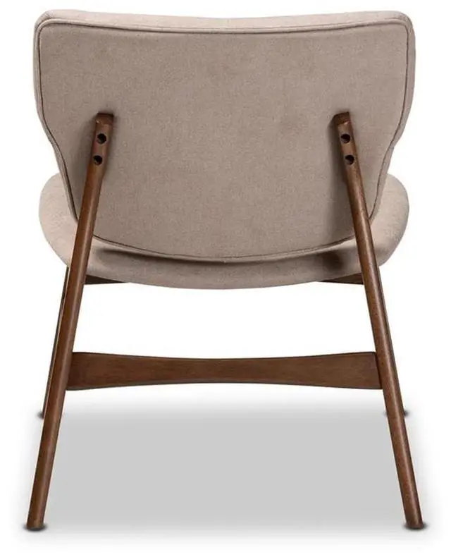 Alt view image 13 of 14 - Baxton Studio Benito Mid-Century Modern Transitional Beige Fabric Upholstered and Walnut Brown Finished Wood Accent Chair