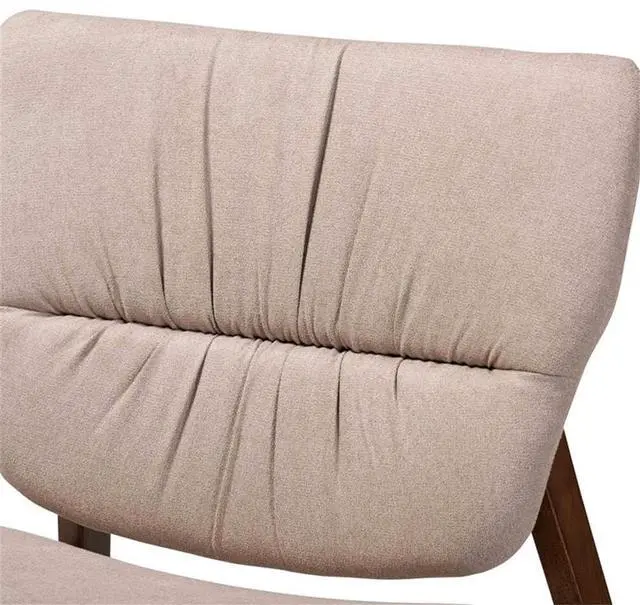 Alt view image 14 of 14 - Baxton Studio Benito Mid-Century Modern Transitional Beige Fabric Upholstered and Walnut Brown Finished Wood Accent Chair