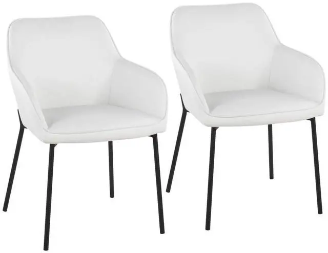 Main image of LumiSource Daniella White Dining Chair, Upholstered Dining Chairs, Contemporary Dining Chair, Kitchen Chairs for Dining Table, Dining Chairs Set of 2