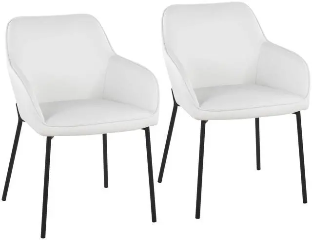 Alt view image 2 of 6 - LumiSource Daniella White Dining Chair, Upholstered Dining Chairs, Contemporary Dining Chair, Kitchen Chairs for Dining Table, Dining Chairs Set of 2