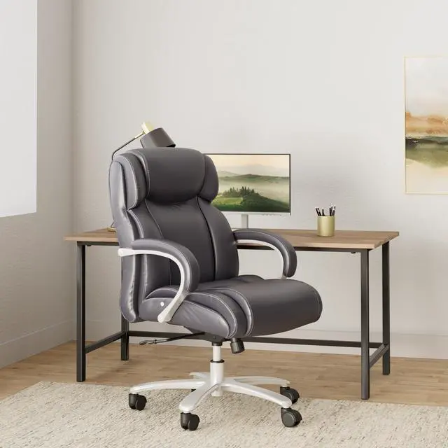 Alt view image 6 of 8 - Safco Chair Big&Tall 400 lb Cap 24-1/2"x30-3/4"x42"-46" Black 3503BL
