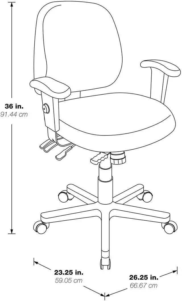 Alt view image 6 of 6 - OFFICE STAR 43808-226 Fabric Desk Chair, 3-1/2", Adjustable Arms, Gray