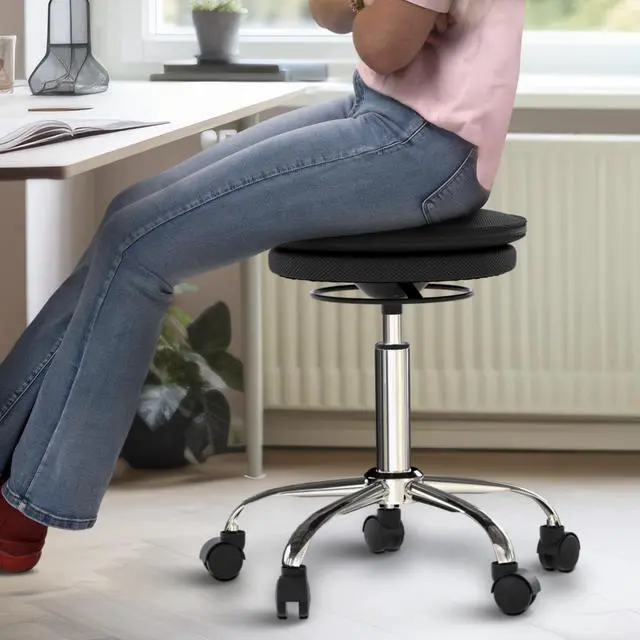 Alt view image 3 of 7 - Uncaged Ergonomics Wobble Stool Air 25.5" Active Balance Stool Fabric Seat (WSA-b) WSA-B