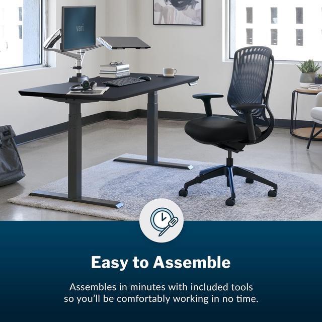 Alt view image 5 of 7 - Vari Performance Task Chair - VariDesk Ergonomic Desk Chair with Wheels - Adjustable Computer Chair with Memory Foam Cushion and Breathable Mesh Lumbar - Ideal for Home, Office, or Gaming - Black