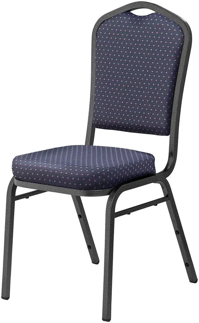 Alt view image 3 of 6 - NPS 9364SV2 9300 Series Deluxe Upholstered Stack Chair - Fabric - Supports 500 lb - 19" Seat Height - Diamond Navy Seat/Back, Silver Base - 2/Pack