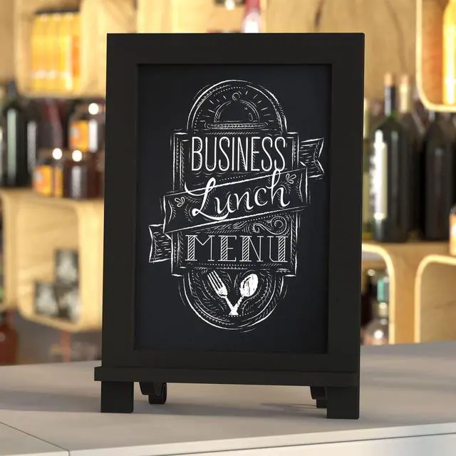 Alt view image 14 of 19 - Flash Furniture Canterbury Tabletop Magnetic Chalkboard Sign Black 12" x 17" (HFKHDGDIS722315)