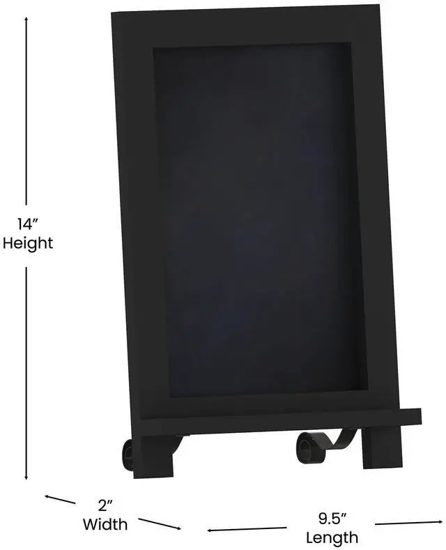 Alt view image 17 of 19 - Flash Furniture Canterbury Tabletop Magnetic Chalkboard Sign Black 12" x 17" (HFKHDGDIS722315)