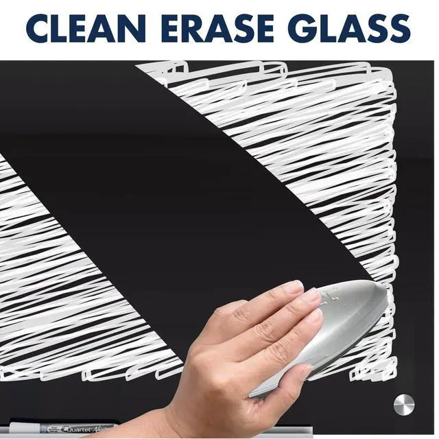 Alt view image 3 of 7 - Magnetic Dry Erase Board, 48" x 36" Glass Whiteboard for Wall, Infinity, Black (G4836B)