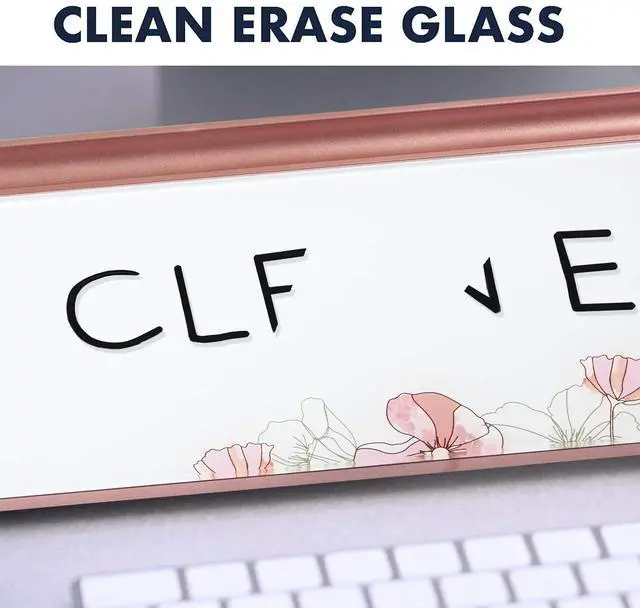 Alt view image 12 of 15 - quartet glass desktop computer pad, 18" x 6", whiteboard, dry erase surface, floral (gdp186p)