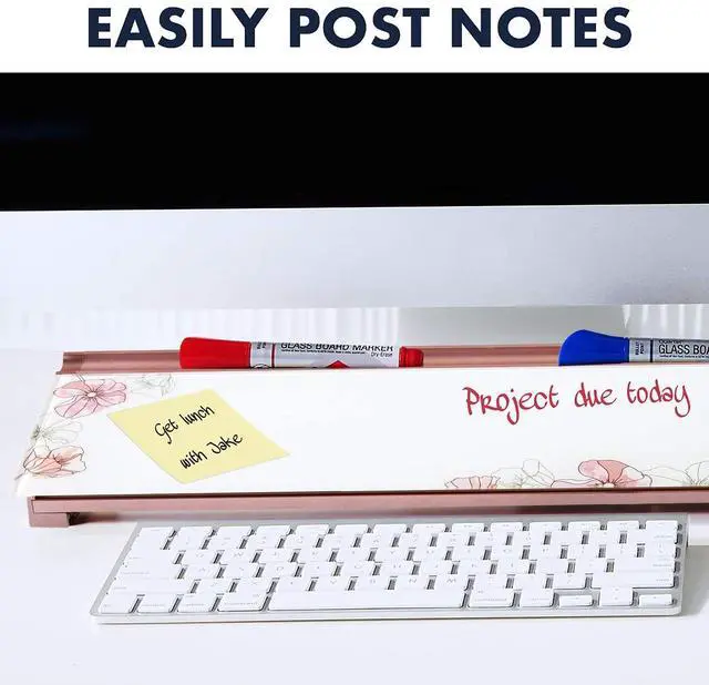 Alt view image 14 of 15 - quartet glass desktop computer pad, 18" x 6", whiteboard, dry erase surface, floral (gdp186p)