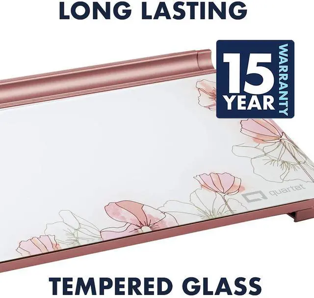 Alt view image 15 of 15 - quartet glass desktop computer pad, 18" x 6", whiteboard, dry erase surface, floral (gdp186p)