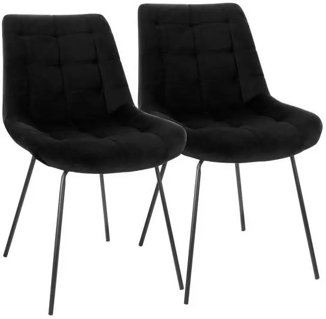 Alt view image 9 of 15 - Elama 2 Piece Tufted Chair in Black with Metal Legs