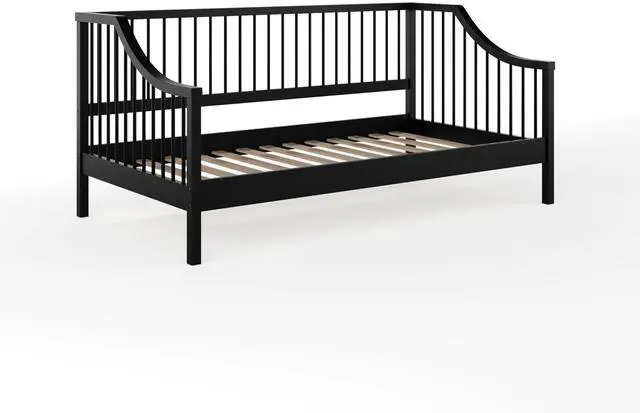 Alt view image 3 of 7 - Martha Stewart Neely Platform Daybed with Wood Spindles, Solid Wood Frame, No Box Spring Needed, Twin Size, Black