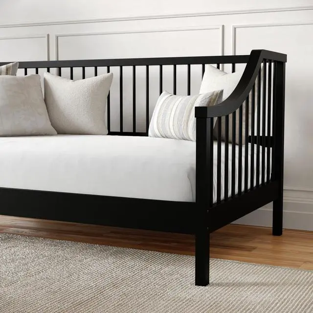 Alt view image 6 of 7 - Martha Stewart Neely Platform Daybed with Wood Spindles, Solid Wood Frame, No Box Spring Needed, Twin Size, Black