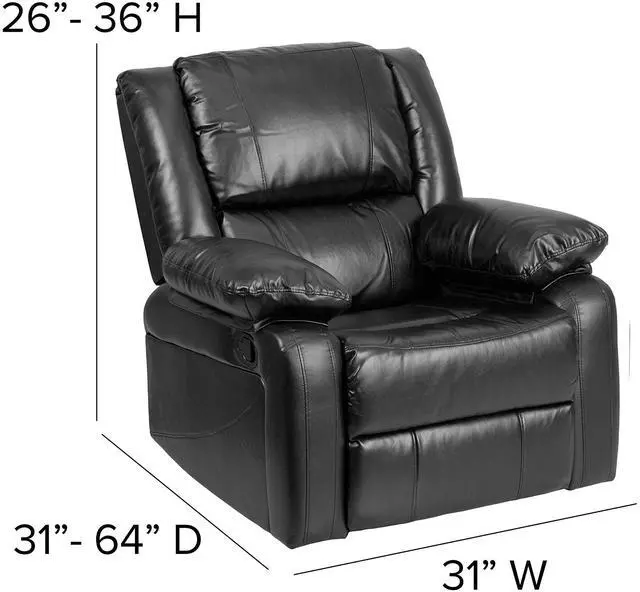Alt view image 17 of 19 - Harmony Series Black Leather Recliner