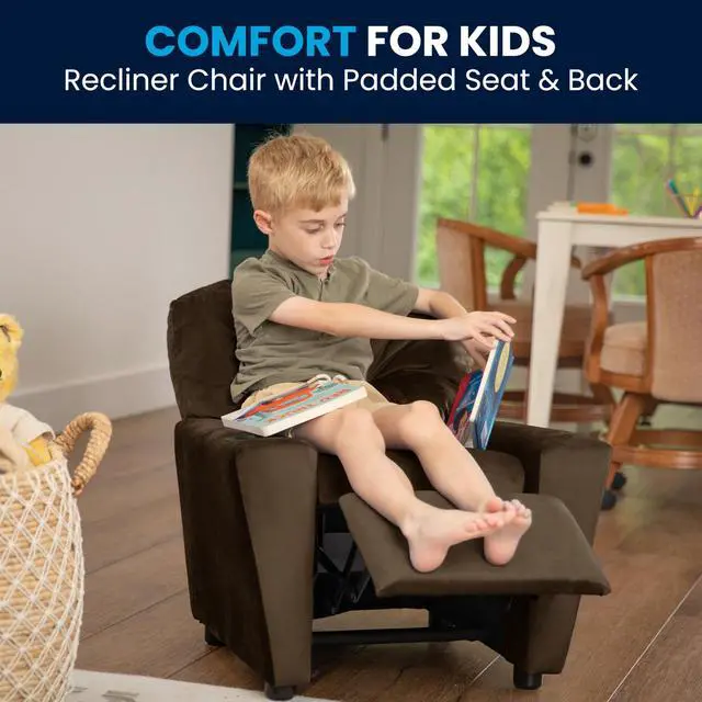 Alt view image 19 of 19 - Flash Furniture BT-7950-KID-MIC-BRWN-GG Contemporary Brown Microfiber Kids Recliner with Cup Holder